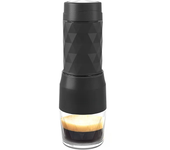 MK-501 Cafetera portátil 3 en 1, máquina de café espresso manual de una sola porción con función de espuma de leche para camping, viajes, senderismo, pesca, negro/blanco
