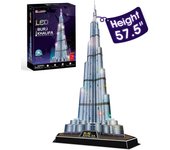 CubicFun 3D Puzzles LED Dubai Burj Khalifa 57.5" H Architecture Building Model Kits 136Pcs Tower Jigsaw Toys for Adults Kids