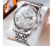 OLEVS Men's Watches Top Brand Multifunctional Chronograph Wristwatch Original Quartz Watch for Man Waterproof Luminous Date Moon