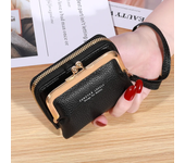 Cartera de cuero PU para mujer, Mini Cartera de diseñador de marca, bolsillo para monedas