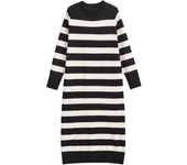 Vestido de punto con estampado a rayas para mujer, vestido Midi ajustado de manga larga con cuello redondo, ropa informal de