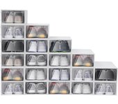 20 pcs of transparent plastic shoe box, drawer, clamshell, stackable, foldable, durable shoe box Stackable
