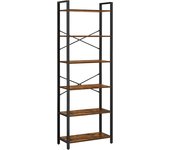 Estantería Alta de 6 Niveles, Librería con Marco de Acero, para Salón, Dormitorio, Oficina, 30 x 80 x 186 cm,