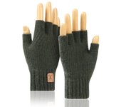And Winter Driving Gloves Antler Leather Label Velvet Knitted Cashmere Gloves Half-finger Gloves Men Wool Mittens Female Gloves