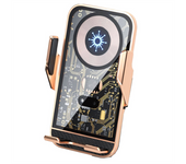 Auto-Clamping Wireless Car Charger Vent Mount, 15W Fast Charging, Phone Holder for IOS 14/13/12 Charger Universal-Gold