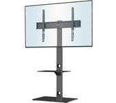 Soporte TV Pie para TV de 30-70 Pulgadas de Plasma LED OLED LCD, Ajustable en Altura, Soporte TV Suelo con Estantes de Vidrio Templado de 2 Niveles, hasta 40 Kg, VESA MÁX.  600x400 mm
