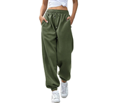 Pantalones tobilleros de cintura alta para mujer, Pantalón deportivo informal, holgado, con bolsillo y cordón, Color sólido