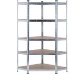 Estantería Esquinera Modular Gris 5 Baldas Ajustables 180x90x40x70,5cm 875Kg