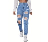 "Jeans Rotos Mujer 2025 | Pantalones Vaqueros Mom Jeans Tiro Alto | Detalles Desgastados | Estilo Retro y Casual | Envío Rápido desde España"