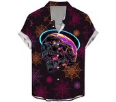 Men's skull retro shirt, fun candy 3D printed casual wear, men's lapel Hawaiian short sleeved shirt