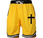 Pantalones de Baloncesto Cruzado para Hombres Línea de Malla de Secado Rápido Cintura Elástica