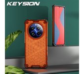 KEYSION Shockproof Armor Case for Realme 12 5G Silicone+PC Transparent Honeycomb Phone Cover for OPPO Realme 12 5G