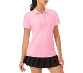 MAGCOMSEN Women's Polo Shirts Short Sleeve Golf Tennis Shirt 4-Button Sports Collared Quick Dry Textured Tops