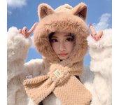 Nuevo lindo sombrero de felpa de moda versátil de otoño e invierno todo en uno