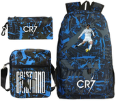 Mochila ligera de estilo sencillo para hombre y mujer, morral escolar con capacidad para ordenador portátil, 3 piezas, CR7