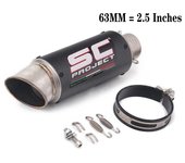 51mm/60mm/63mm Universal Motorcycle Exhaust Muffler Tailpipe SC project Canister Tail Pipe Stainless Carbon fiber 2Inches