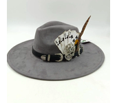 Sombrero de lana de Jazz, sombrero de Panamá, sombrero de estilo europeo y americano, sombrero de ala ancha de lana decorado con plumas de póker, sombrero de fiesta para mujer