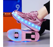 Zapatos de patín de 2 ruedas para mujer, zapatos de tendencia para niña con LED retráctil, zapatillas informales de doble propósito con ruedas