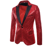 2025 European Style Casual Western Clothes Plus Size Men's Jacket For Nightclub Performance Gold Sequins Suit Lightweight Fabric