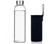 360ml/420/550ml Glass Water Bottle, Sports with Stainless Steel Lid and Protective Bag,  Free Vine Drink Bottle
