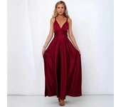Vestido largo de seda de color liso profundo, vestido de noche sin mangas de verano para mujer, para banquetes