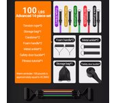 10-14pcs/Set Pull Rope Bodybuilding Resistance Bands Set Multi-function Tensioner Suit Muscle Training Belt Elastic Bands
