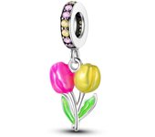 925 Sterling Silver Bracelet Pendant Juxtaposed Tulip Women's Bracelet Necklace Pendant Beads 2024 New Gift for Women