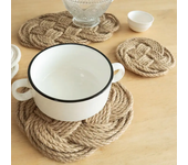 Fashionable circular insulation pad made of cotton and linen material for home, kitchen, cup, plate, dining table, plate, etc
