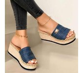 Espadrilles Flip-flop High Heels Thick Platform Sandal Plus Size  Yellow blue black 43 42 41 40
