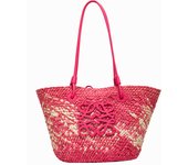 Luojia Straw Weaving Bag Women's 2025 New Knitted Vegetable Basket Large Capacity One-Shoulder Tote Bag Beach Vacation Beach Bag