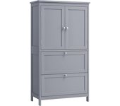 Mueble de Baño, Armario de Baño, Armario de Cocina, Armario Almacenaje con 2 Cajones y 2 Puertas, Estante Regulable, 30 x 60 x 110 cm, Gris Paloma
