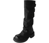 Botas de media caña para mujer Botas largas de tobillo Punk Motocicleta Calzado gótico Street Cool