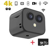 Mini WiFi IP Camera D3 HD 4K Wireless Security Surveillance Dual Cam Night Vision for Smart Home Sports Monitor Built-in Battery
