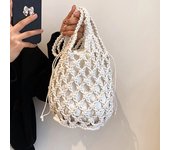 Bolsos Tipo Cubo De Paja De Verano Para Mujer, Bolsos De Hombro De Playa Hechos A Mano Con Cordón, Bolsos Tejidos De Rafia Y Ratán, Bolsas De Compras Para Vacaciones