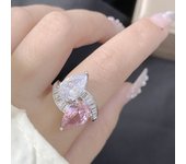 Original design sweet cool style light luxury name slow ring female plated 18K obsidian retro bright princess pink ring