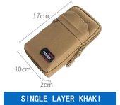 Camping Nylon Colth Men Phone Pouch Khaki Single/Double Layer Mobile Phone Bags EDC Molle Purse Belt Waist Bag Waist Fanny Pack