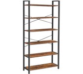 Estantería Alta de 6 Niveles, Librería con Marco de Acero, para Salón, Dormitorio, Oficina, 30 x 80 x 186 cm,