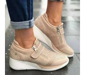 Zapatillas de plataforma para mujer, zapatos de cuña con cremallera, zapatillas casuales con cordones