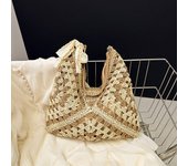Weaving Portable Shoulder Bag Summer Vacation Package Niche Web Hollow-out Straw Knitted Underarm Bag Beach Shopper Totes