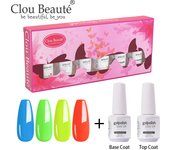 Clou Beaute 8ml Gift Set Kit UV LED Gel Varnish Soak Off Nail Art Gel Nail Polish Pure Nail Color Base Coat No Wipe Top Coat
