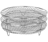 8-Inch 3-Layers Air Fryer Rack Stackable Grid Grilling Rack Stainless Steel Round Rack for Home Kitchen Oven Cooker
