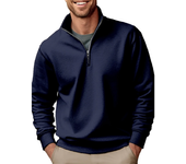 Men's autumn winter wool zipper and half collar casual solid color hooded sportswear, men's loose sportswear