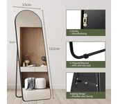 Full Body Mirror Floor Mirrors Full Length Mirror 162x53cm Rectangle Free Standing Wall Mounted Leaning Hanging, Black/Gold