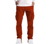 Pantalones Cargo para Hombre con Cintura Elástica y Bolsillo con Solapa, Pantalones Casuales Rectos