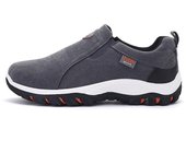 New Men Slip on Hiking Shoes PU Leather Climbing Footwear Male Outdoor Light Soft Rubber Sole Jogging Trekking Walking Sneakers