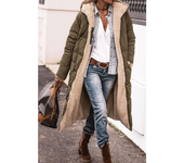 2025Abrigo Reversible con capucha para mujer, Chaqueta larga con forro polar Sherpa, abrigo cálido de invierno