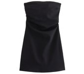 BUNO-New Elegant Fashion Women, Mini Pleated Strapless Dress, Retro Sleeveless Backless Dress for Women