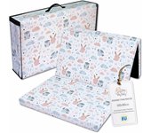 Colchon Cuna Bebe Plegable 120 x 60 cm - colchoneta Cama Infantil de Viaje colchón Transpirable y colchones de Espuma con Funda Lavable 120x60cm Safari