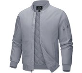 MAGCOMSEN Men's Bomber Jacket Casual Waterproof Quilted Jacket Full Zip Windbreaker Winter Warm Varsity Jacket with Pockets
