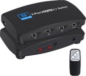 Navceker Switcher HDMI 2.1-compatible 3 in 1 out Ultra 48Gbps 8K 60Hz 4K 120Hz Switch adapter With IR Remote For HDTV Projector